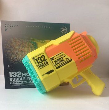 Пістолет мильних бульбашок Electric Bubble machine жовтий з жовтим 132 отвори KB1293-kk0598 фото