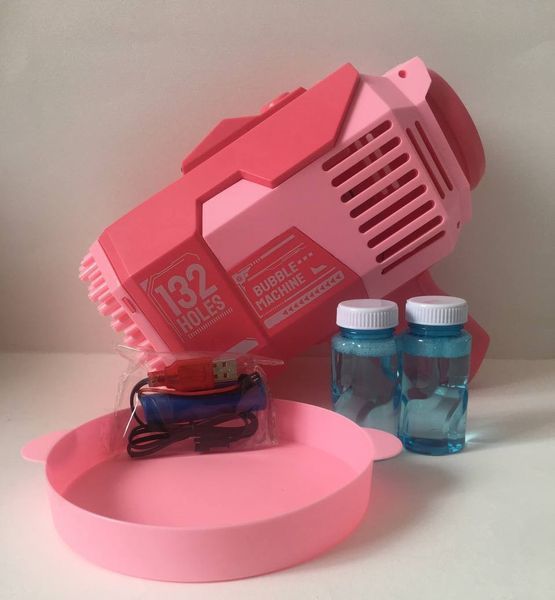 Пистолет мыльных пузырей Electric Bubble machine розовый 132 отверстия KB1141-kk0600 фото