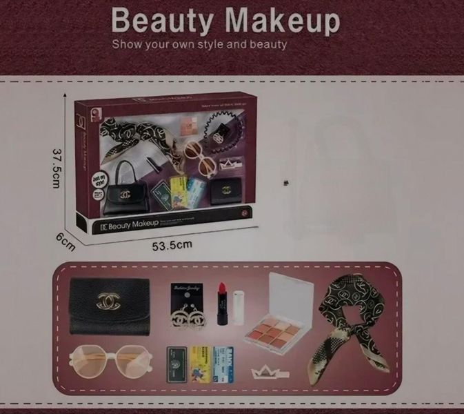 Большой Набор Аксессуаров для Девушки Beauty Makeup "Маленькая Леди" 10 предметов (Сумочка, Очки, Часы, Косметика, Кошелек) S2 фото
