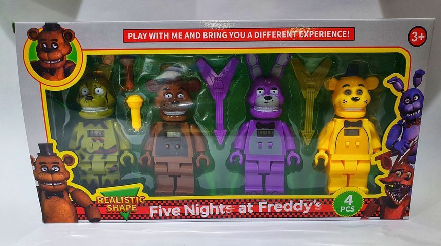 Набор фигурок FNAF Аниматроники 4 шт с электронными часами HG-3305 фото