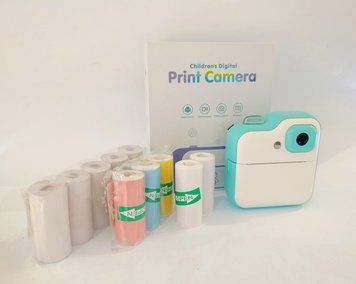 Фотоапарат 2 камери з блютузом блакитний (з застосунком fun print) + 10 рулонів паперу 66626-1-kk1081 фото