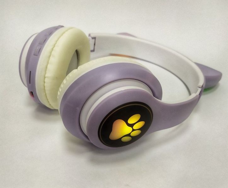 Бездротові Bluetooth навушники "Cat Headset" з котячими вушками бузкові STN-28-kk0430 фото