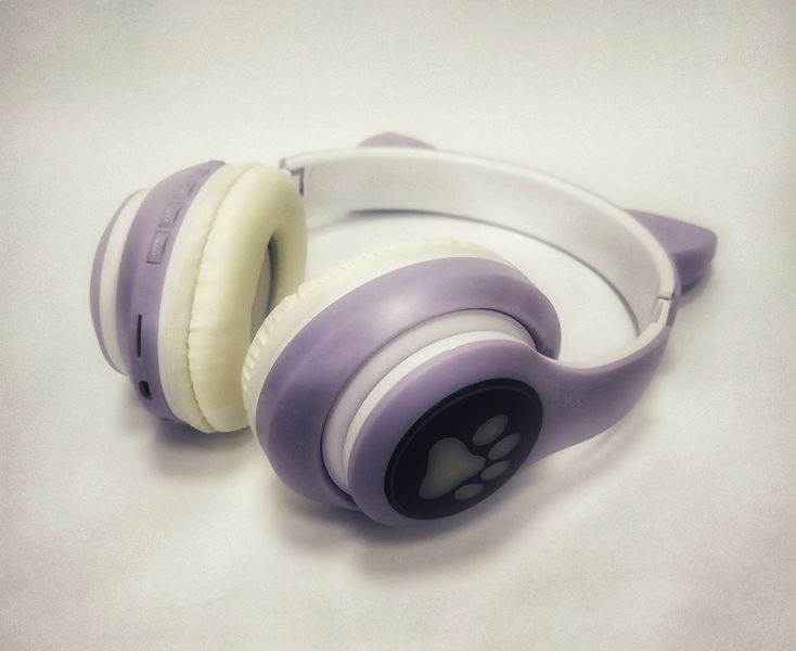 Бездротові Bluetooth навушники "Cat Headset" з котячими вушками бузкові STN-28-kk0430 фото